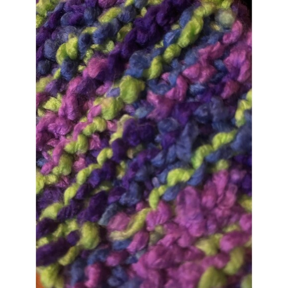 Cozy Handknit Scarf in Blue, Purple, & Green - Picture 10 of 10